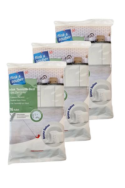 Flink Sauber Floor Cloth Wet White Soap Scented 16 Pack (3 Pieces)