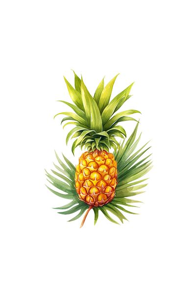 INOVATIX Set de 8 piese, autocolant ananas cu frunze verzi, INOVATIX®. 6 cm