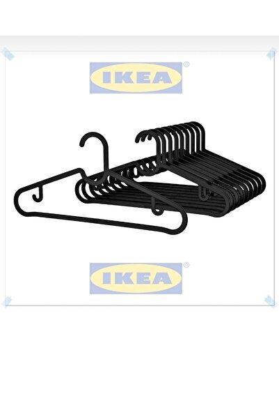 IKEA Spruttig siyah askı 10 lu giysi askısı