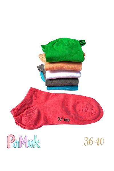 MYS GRUP TEKSTİL Women's 6' Washed Seamless Lycra Cotton Combed Cotton Booties Socks