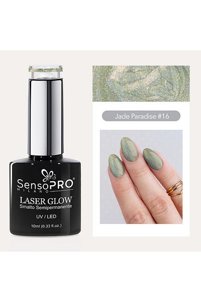 SensoPRO Milano Oja semipermanentă holografică Laser Glow SensoPRO Milano 10ml, Jade Paradise #16