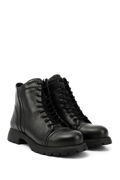 GÖNDERİ(R) Women/Girls Black Zippered Genuine Leather Boots