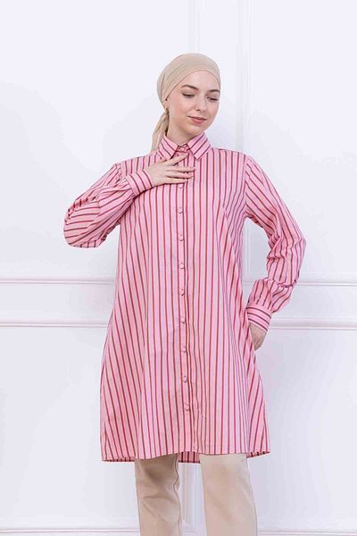 FİDEY Oversize Women's Tunic with Pattern Satin