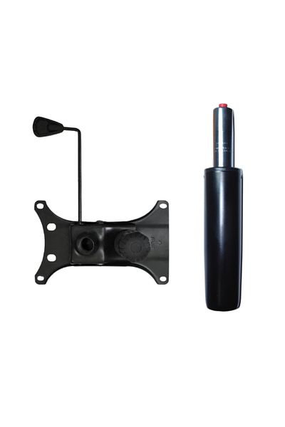 Depox Set de placă de echilibru metalică, 26 x 15 cm și cilindru cu piston, gaz, pentru scaune de birou, negru, 35 cm