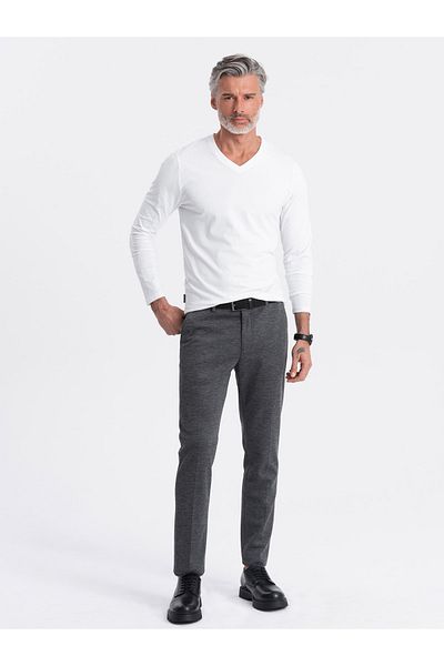 OMBRE Unbedrucktes Herren Longsleeve mit Rundhalsausschnitt - weiß V3 OM-LSBL-0108 M