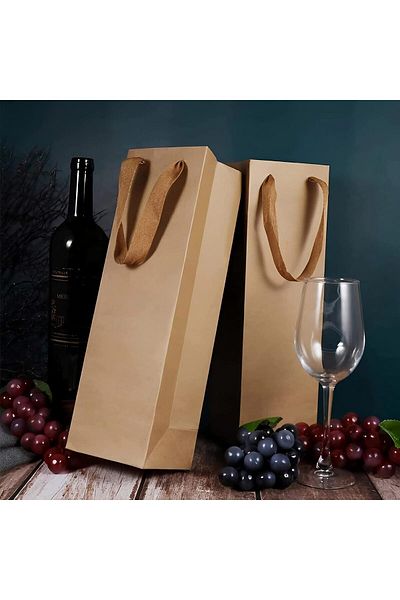 Saharaz 12 Pcs Single Bottle Wine Gift Bags,Solid,With a Strong Handle,High Quality,Durable