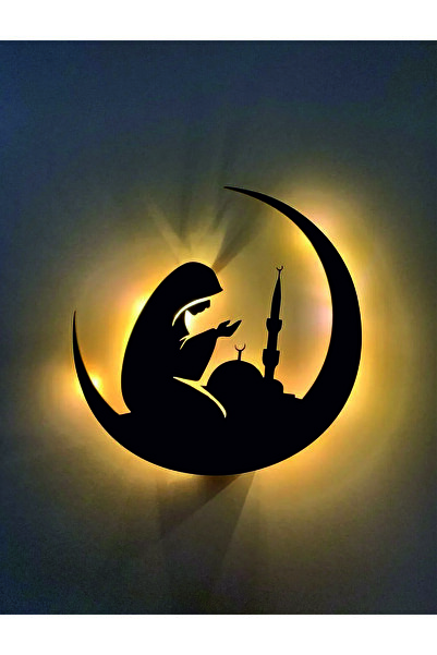 İLK HEDİYEM Sarı Led Işıklı Dua eden Kız, Cami ve Hilal