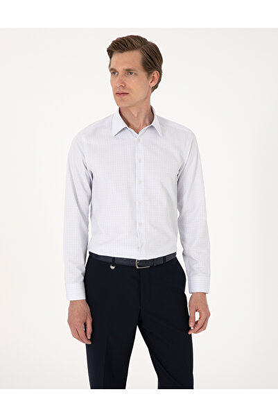 Pierre Cardin Mavi Kareli Slim Fit Uzun Kollu Gömlek 50307263-VR036