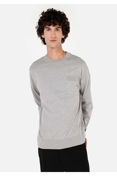 Colin's Comfort Fit Round Neck Jacquard Men's Gray Sweater