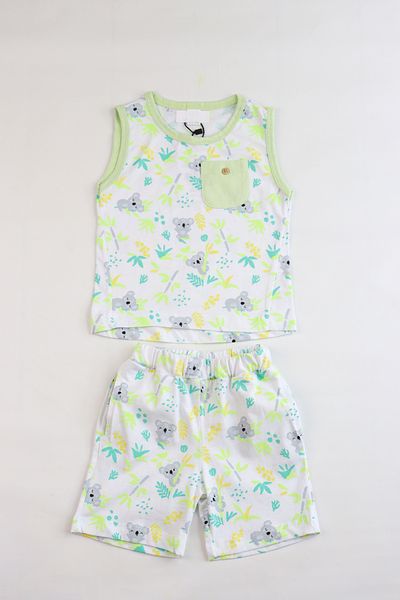 Pijamella Boy's Cute Pattern Sleeveless Undershirt Basic Top and Bottom Set with Shorts