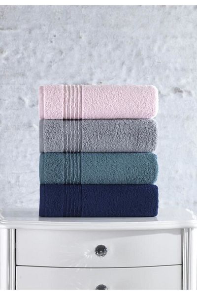 swilex * Box Plump 50X90 4-Piece Towel Set Gray Navy Blue Pink Blue