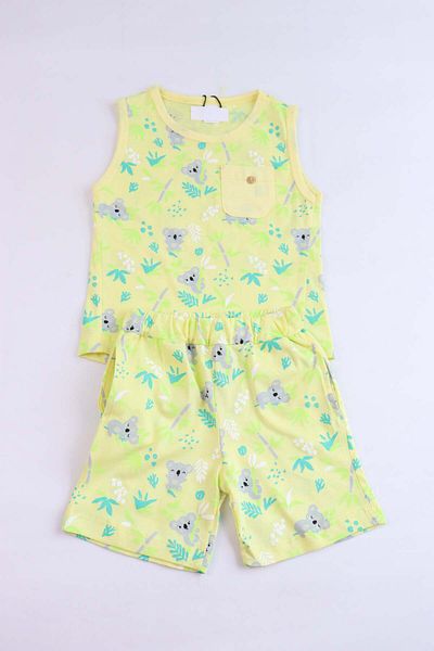 Pijamella Boy's Cute Pattern Sleeveless Undershirt Basic Top and Bottom Set with Shorts