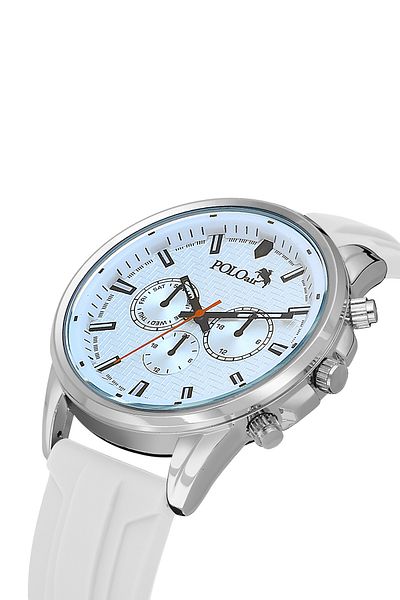 Polo Air Silicone Cord Color Glass Men Wrist Watch White Silver Color Pl-0986E4X