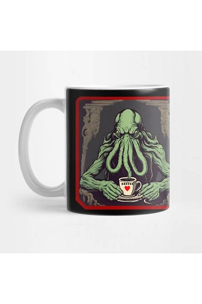 Pixxa Cthulhu and Coffee Mug Cup
