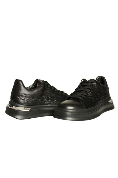 Platin Black Leather Men's Sneakers