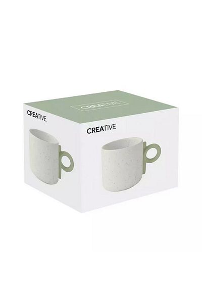 EasyLife Microwave and Dishwasher Safe Porcelain Coffee Mug White and Green 350ml