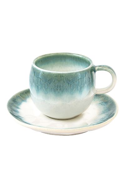 EasyLife Nuances Collection Porcelain Coffee Cup with Saucer Green and White 120ml