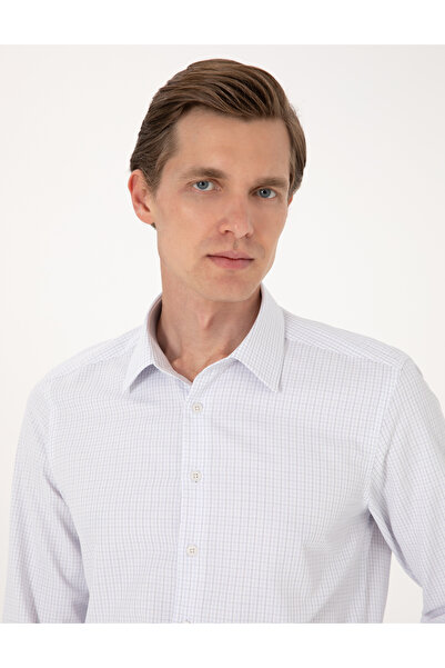 Pierre Cardin Mavi Kareli Slim Fit Uzun Kollu Gömlek 50307263-VR036
