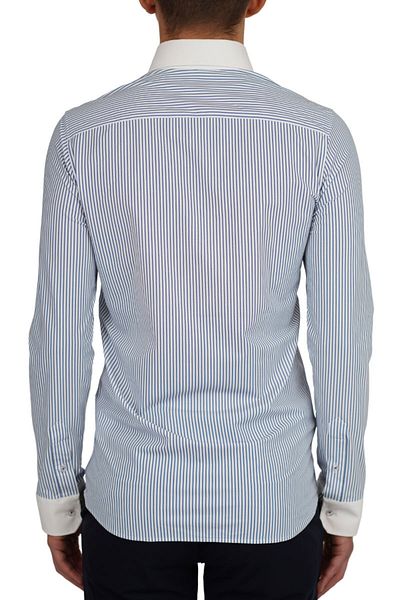 IOS - Innovation of suiting STRIPED STRETCH SHIRT - IOS by Maica - BLUE, S