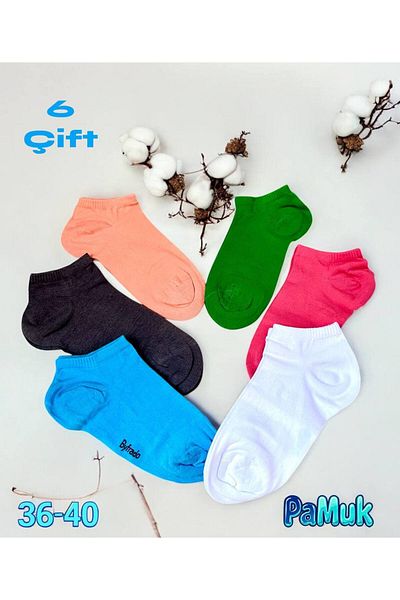 MYS GRUP TEKSTİL Women's 6' Washed Seamless Lycra Cotton Combed Cotton Booties Socks