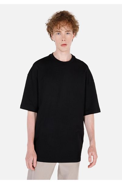 Colin's Oversize Fit Round Neck Plain Men's Black Short Sleeve T-Shirt