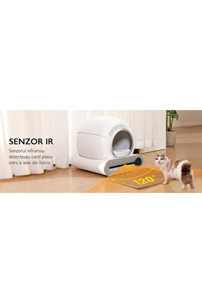 GRUNLUFT Litiera automată inteligentă pentru pisici PurrfectLitter, albă