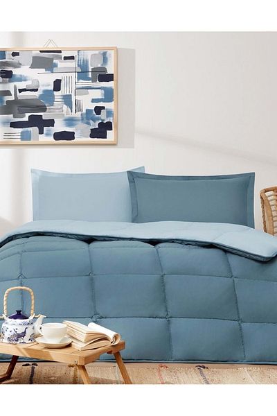 Özdilek Özdilek 100% Cotton (Elastic Sheet) Double Bed Set-Colourist Maldiv Aqua