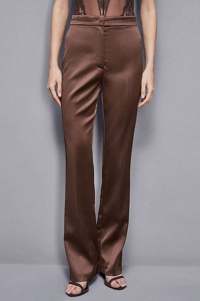Patrizia Pepe SATIN PANTS - PATRIZIA PEPE - 46, BROWN