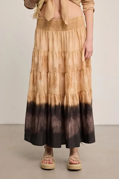 Gusto Butterfly Collection Lyocell Long Skirt - Camel