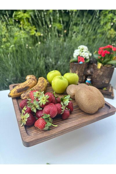 SAMMWOOD Natural Wood Presentation Stand, Wooden Cake Stand, Wooden Fruit Plate, Natural Wood on Foot