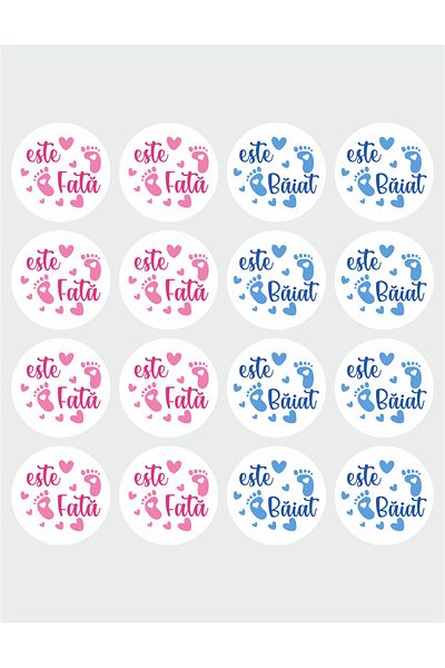 OEM Set of 16 stickers for Gender Reveal party - It's a boy It's a girl, diameter 9 cm, model 3