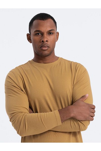 OMBRE Herren BASIC Longsleeve mit Rundhalsausschnitt - senf V10 OM-LSBL-0106 XXL