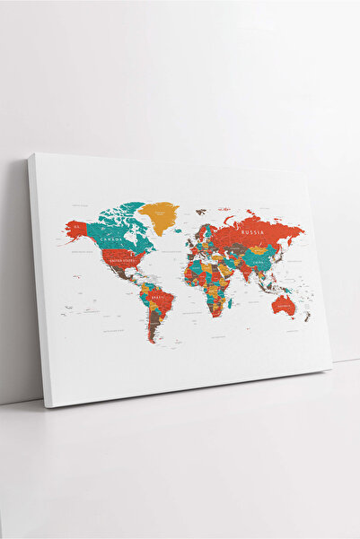 KOSS Dijital Pictură pe pânză cu hartă a lumii, pânză cu hartă politică a lum...