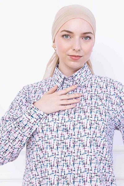 FİDEY Oversize Women's Tunic with Pattern Satin