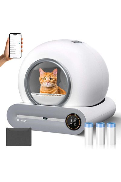 GRUNLUFT Purrfectlitter Smart Automatic Cat Litter Box, White