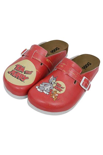 Dogo Papuci portocalii din piele vegană pentru femei - Warner Bros Tom și Jerry Design