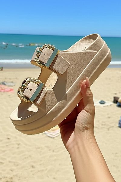 Moda Frato Modafrato YAKUT Papuci de damă cu talpă cu căptușeală Sandale pentru plajă, mare, piscină