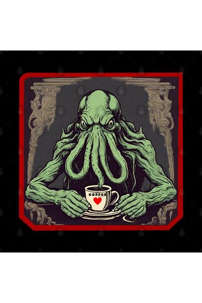 Pixxa Cthulhu and Coffee Mug Cup