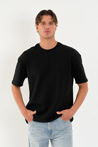 the ramify تي شيرت فارغ للجنسين ذو قصة واسعة ومقاس كبير 100% قطن سميك ذو ياقة...