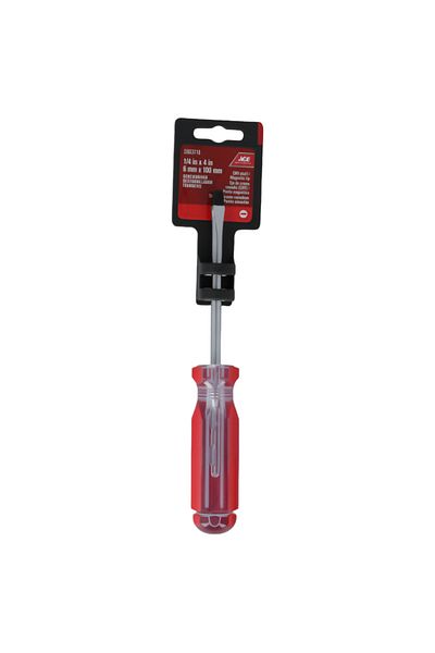 ACE CRV Shaft Magnetic Tip Screwdriver Red and Silver 6 x 100mm