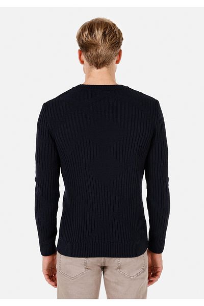 Colin's Regular Fit Round Neck Jacquard Men's Navy Blue Sweater
