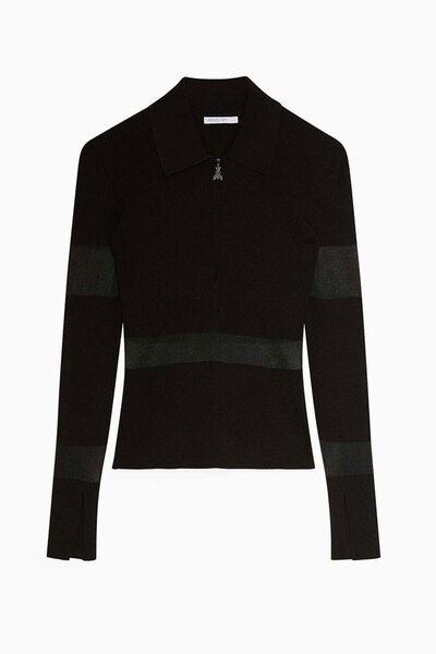 Patrizia Pepe BLUZĂ CU SEGMENTE TRANSPARENTE - PATRIZIA PEPE - XS/S, NEGRU