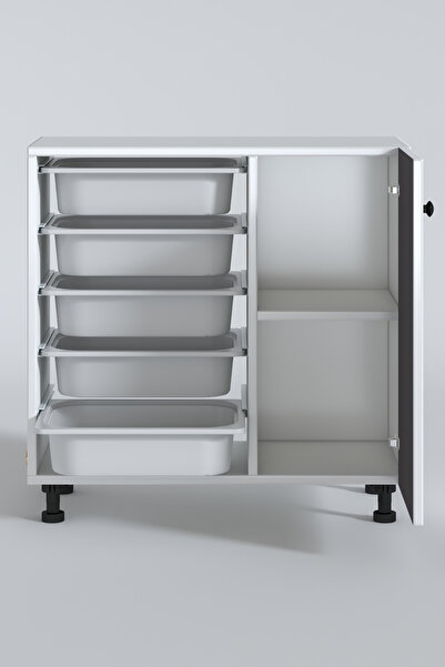 Kenzlife Sepetli Kapaklı Mutfak Dolabı Şükufe Gribyz 074*075*32 Erzak 5 Sepetli