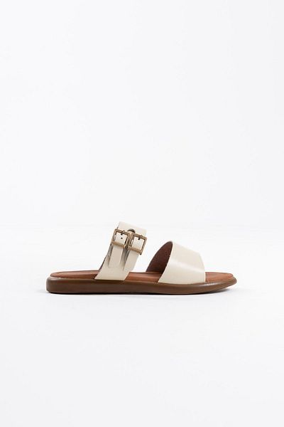 Zerenyus Kares Premium Beige Genuine Leather Slippers