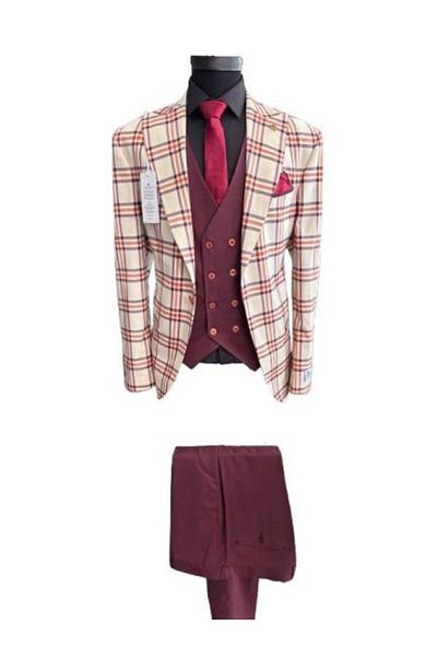 marco mılano Men's Suit, Multicolor, Slim Fit, Waist 1, Size 52