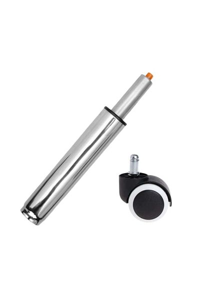 Depox Set universal cu roată de cauciuc și cilindru cu piston pe gaz pentru scaune de birou, argintiu, 35 cm
