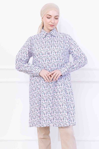 FİDEY Oversize Women's Tunic with Pattern Satin