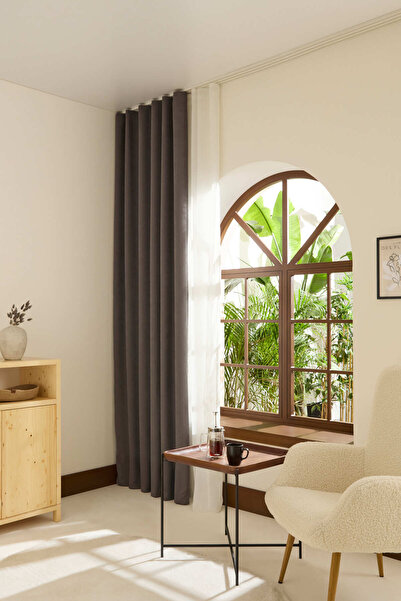 Kaşmir Home Holly Ada Fon Perde Koyu Gri 150x270 cm