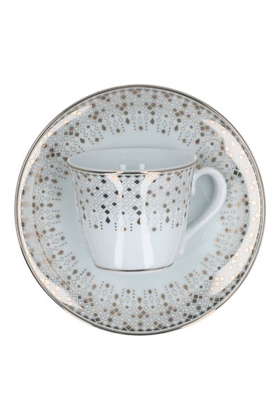 EasyLife Festive Collection Porcelain Coffee Cup with Saucer White and Gold 80ml