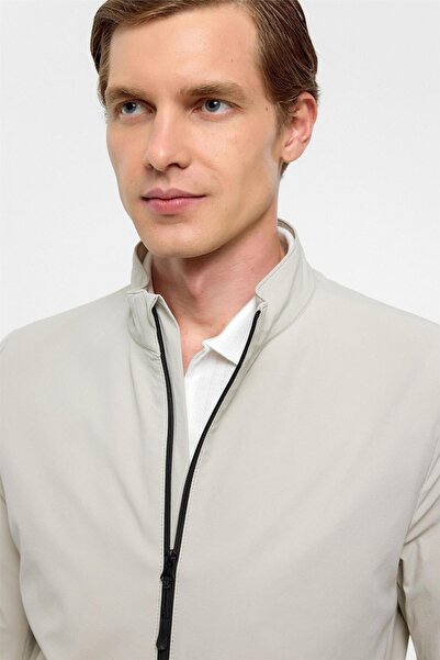 SÜVARİ Bej Slim Düz Dik Yaka Mont